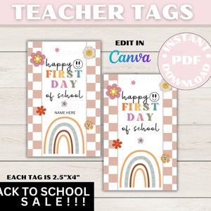 EDITABLE First Day Of School Gift Tag, Back To School Gift Tag, Teacher Thank You Gift Tags, First Day Of School Printable, Welcome Back Tag