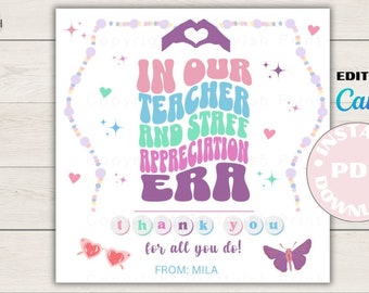 Étiquette-cadeau de remerciement pour enseignant MODIFIABLE, étiquette-cadeau de remerciement pour le personnel, étiquettes-cadeau de remerciement pour enseignant, étiquette d'école de fin d'année, étiquette du meilleur enseignant
