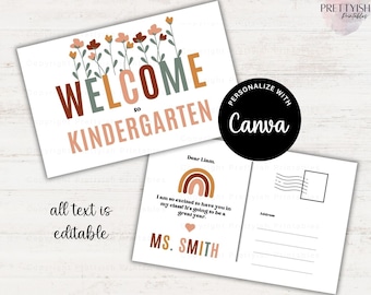 Back to School, Meet the Teacher Postcard, Postcards for kids, School card mail, Teacher gift, Teacher mail, Welcome to my class, Boho Card