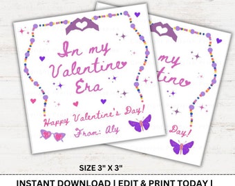 Cartes imprimables, Saint-Valentin, bracelet d'amitié en perles, Saint-Valentin pour enfants, Saint-Valentin pour la classe, Saint-Valentin à l'école
