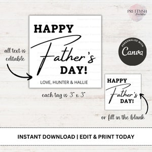 Minimalistische Vaderdag Cadeau Tag Sjabloon, Afdrukbare Moderne Minimalistische Favor Tag voor papa, Bewerkbare eenvoudige tag van kinderen, Instant Download