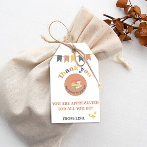 Teacher Appreciation Tag Personalized, Editable Teacher Gift Tag, Customized Gift Tag, Printable Teacher Appreciation Tag, Canva Template