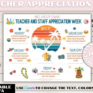 Editable Teacher and Staff Appreciation Week Printables, Printable for Teacher Week, Teacher Appreciation Week Printable Poster Event Flyer