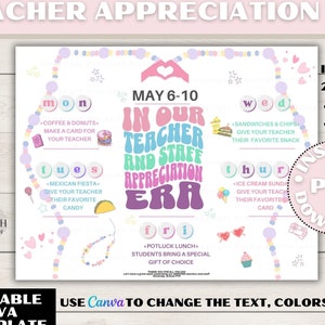 Editable Teacher and Staff Appreciation Week Printables, Printable for Teacher Week, Teacher Appreciation Week Printable Poster Event Flyer