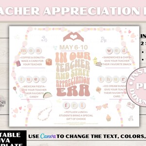 Editable Teacher and Staff Appreciation Week Printables, Printable for Teacher Week, Teacher Appreciation Week Printable Poster Event Flyer