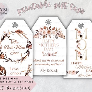 First Time Mom Gift, Happy Mother&#39;s Day Gift Tag Printable, Mother&#39;s Day Tag, Printable Mothers Day Gift Tag Flowers, Gift Tags for Mom