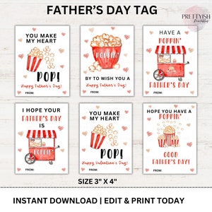 Vaderdag Popcorn Tag, Vaderdag Hand-out, Vaderdagcadeau Afdrukbaar, Vaderdagcadeau Kerk, Vaderdagcadeaukaartjes, Vaderdagtraktatie