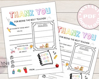 Semaine d'appréciation de l'enseignant Cadeau d'appréciation de l'enseignant imprimable Merci Pages à colorier École Enfants Cadeaux de l'enseignant Téléchargement numérique instantané