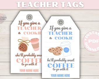 Étiquette de remerciement pour enseignant personnalisée, étiquette cadeau enseignant modifiable, étiquette cadeau personnalisée, étiquette de remerciement pour enseignant imprimable, modèle Canva