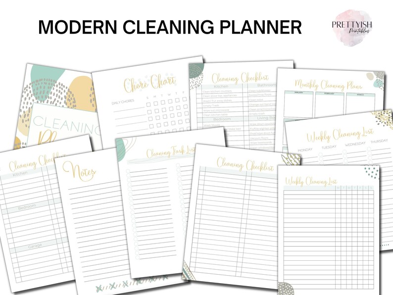 EDITABLE Cleaning Checklist, Modern Cleaning Planner, Room Cleaning Schedule, Adhd Clean Home