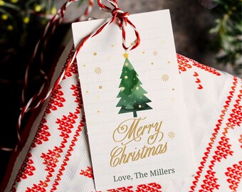 Printable Christmas Gift Tag, Personalized Christmas Tags, Merry Christmas Tag, Printable Gift Tag, Customized Gift Tags, Christmas Tree Tag