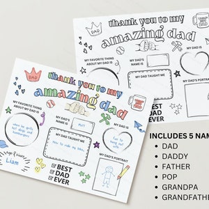Daddy Daughter Gift, Father&#39;s Day Questionnaire, Personalized Fill In Blanks Daddy Interview, All About My Dad Daddy Printable Card, Print