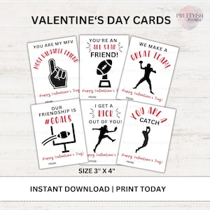 Etiqueta imprimible de San Valentín con tema de fútbol para el aula de niños, tarjeta de San Valentín con tema de jugador de fútbol, San Valentín imprimible para niños, San Valentín deportivo para estudiantes