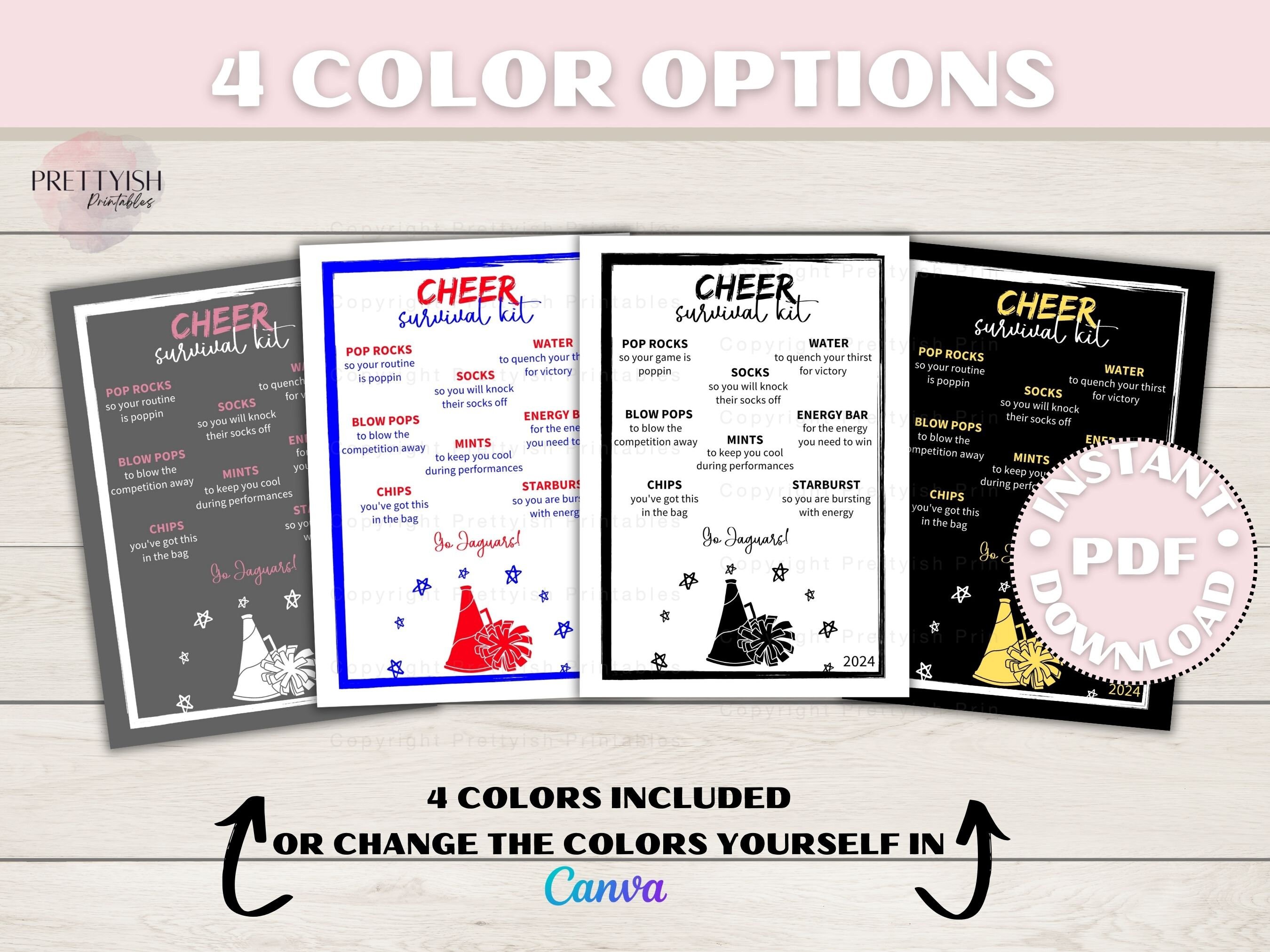 Editable Cheer Competition Survival Kit Printable, Gift Bag Printable ...