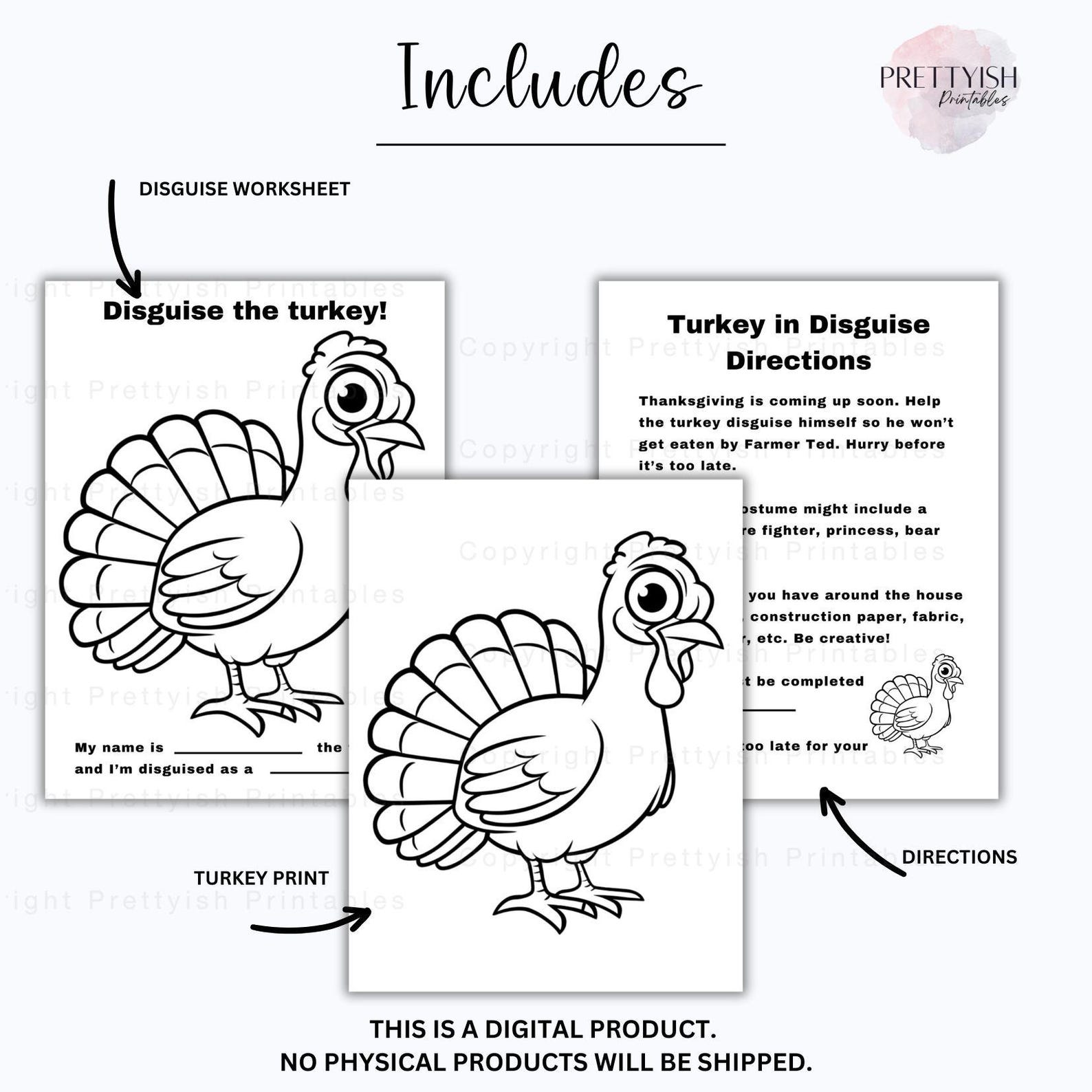 Turkey Disguise Template Printable for Thanksgiving School Family ...