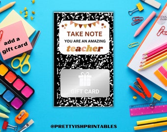 Etiquetas de regalo para el regreso a clases, marcador editable Take Note, regalo para maestros, estudiantes y niños, bloc de notas para el primer día de clases, regalo de DESCARGA INSTANTÁNEA