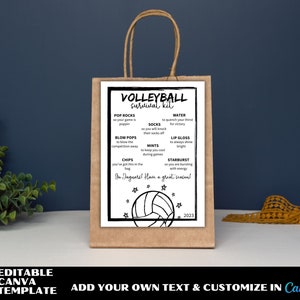 Volleyball Survival Kit Printable, Gift Bag Printable, Printable Volleyball Team Gift Idea, Volleyball Player Gifts from Coach, Sports Gift