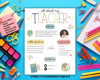 Meet The Teacher Template, Editable Teacher Printable, Back To School Letter, Open House Newsletter Flyer, All About My Teacher Template