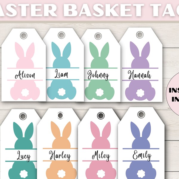 Easter Basket Tag Personalized, Editable Easter Gift Tag, Customized Gift Tag, Printable Easter Tag for Kids, Canva Easter Template