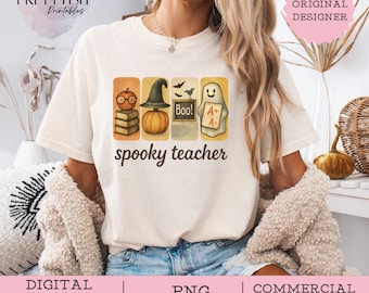 Spooky Teacher PNG, HalloweenTeacher Png, Teacher Fall png, Spooky Teacher Digital Download, Pumpking Teacher png, Book Halloween digital