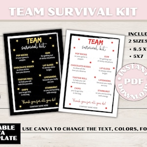 Editable Team Survival Kit Printable, Printable Staff Employee Appreciation Day Gift Thank You, Gift Bag Printable, Candy Food Tag Staff Kit