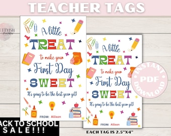 Erster Schultag süßer Leckerlianhänger, Willkommen zurück in der Schule Geschenktütenanhänger, 1.
