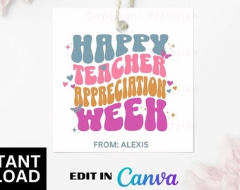 Étiquettes-cadeau de bonne semaine d'appréciation de professeur, étiquette de traitement d'enseignant, étiquettes de remerciement d'appréciation d'enseignant, étiquette de sac de cadeaux de semaine d'appréciation d'enseignant