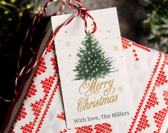 Printable Christmas Gift Tag, Personalized Christmas Tags, Merry Christmas Tag, Printable Gift Tag, Customized Gift Tags, Christmas Tree Tag