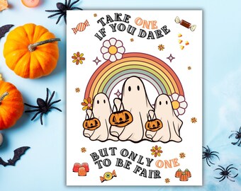Happy Halloween Trick-Or-Treat Sign, Passing Out Candy, Please Take a Treat, Take One Treat, Halloween Porch Sign, Halloween Welcome Sign