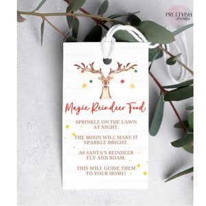 Magic Reindeer Food Treat Bag Topper Printable, Christmas Classroom Favors, Reindeer Food Label, Magical Reindeer Food Tag for Kids