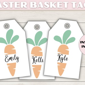 Easter Basket Tag Personalized, Editable Easter Gift Tag, Customized Gift Tag, Printable Easter Tag for Kids, Canva Easter Template