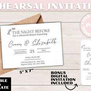 Rehearsal Dinner Invitation | Modern Rehearsal Invite | Electronic Text Dinner Invite | Rehearsal Dinner Invite | The Night Before Rehearsal