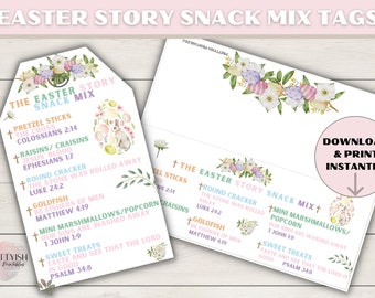 Easter Story Snack Mix Tag, Easter Tag Printable