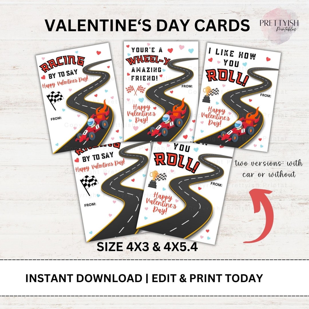 Hot Wheels Car Valentine Printable, Printable Valentine Card, Kids ...
