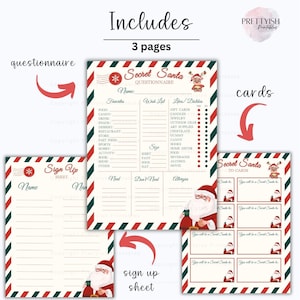 Editable Secret Santa Questionnaire Template Work, Office, Family Gift ...