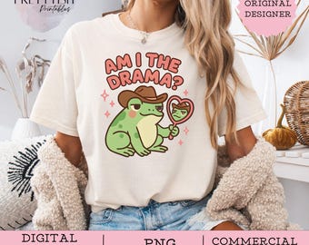 Eu sou o drama PNG, sapo engraçado PNG, design de camisa png de sapo sarcástico, clipart de design de sublimação de sapo cowboy para download, saúde mental png