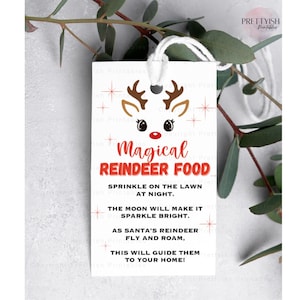 Magic Reindeer Food Treat Bag Topper Printable, Christmas Classroom Favors, Reindeer Food Label, Magical Reindeer Food Tag for Kids