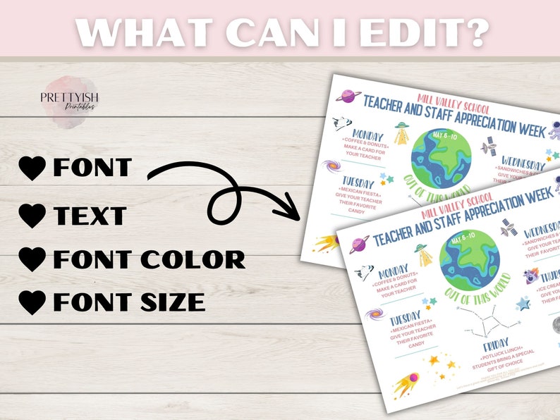 Editable Teacher and Staff Appreciation Week Printables, Printable for ...