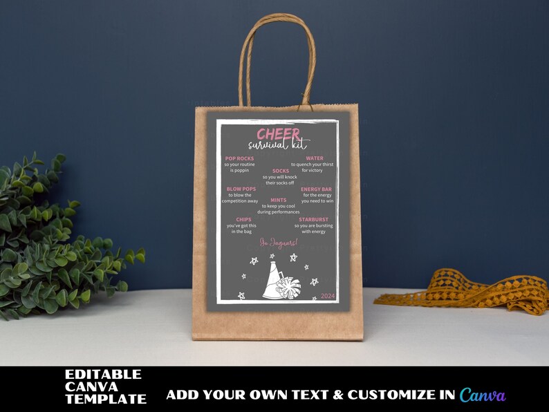 Editable Cheer Competition Survival Kit Printable, Gift Bag Printable ...
