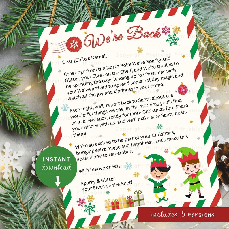 Elf on the Shelf Arrival Letter Printable, Printable Elf on the Shelf