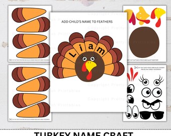 Turkey Name Craft, Fall Activity for Kids, Toddler Activity, Homeschool Resource, Montessori Materials, Sensory Table Printable, Preschool