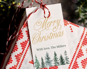 Printable Christmas Gift Tag, Personalized Christmas Tags, Merry Christmas Tag, Printable Gift Tag, Customized Gift Tags, Christmas Tree Tag