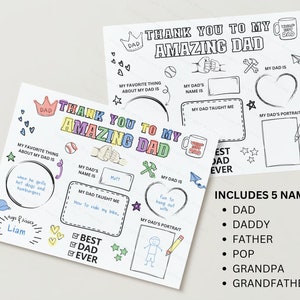 Daddy Daughter Gift, Father&#39;s Day Questionnaire, Personalized Fill In Blanks Daddy Interview, All About My Dad Daddy Printable Card, Print