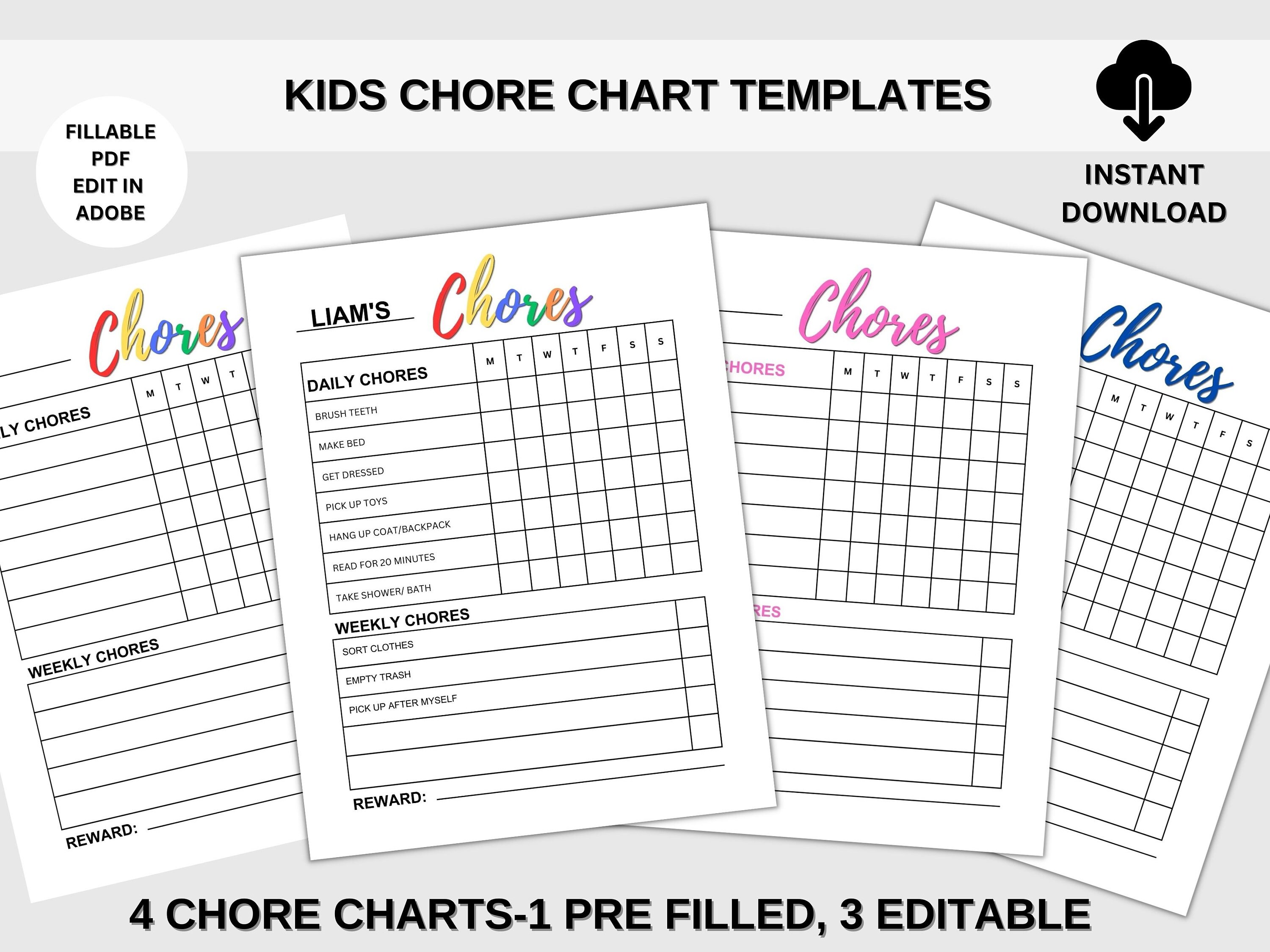 Chore chart for kids kids chores kids chore chart etsy