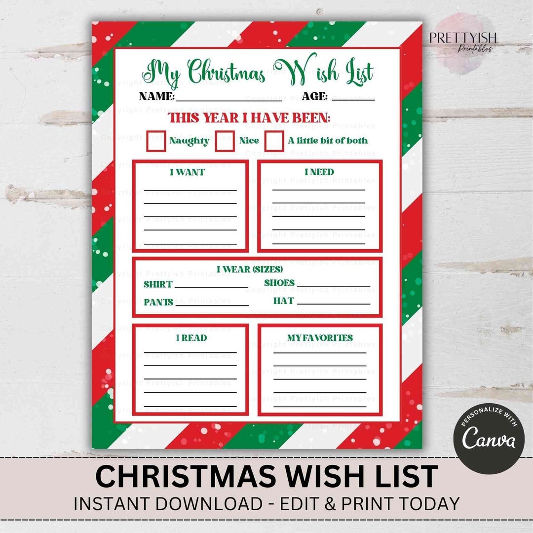 Christmas List, Christmas Wish List for Kids Office Work Friends
