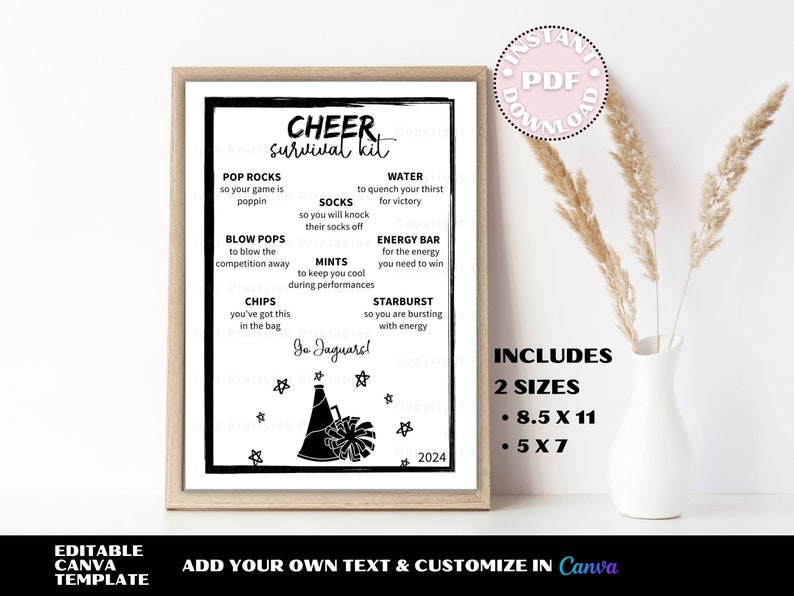 Editable Cheer Competition Survival Kit Printable, Gift Bag Printable ...