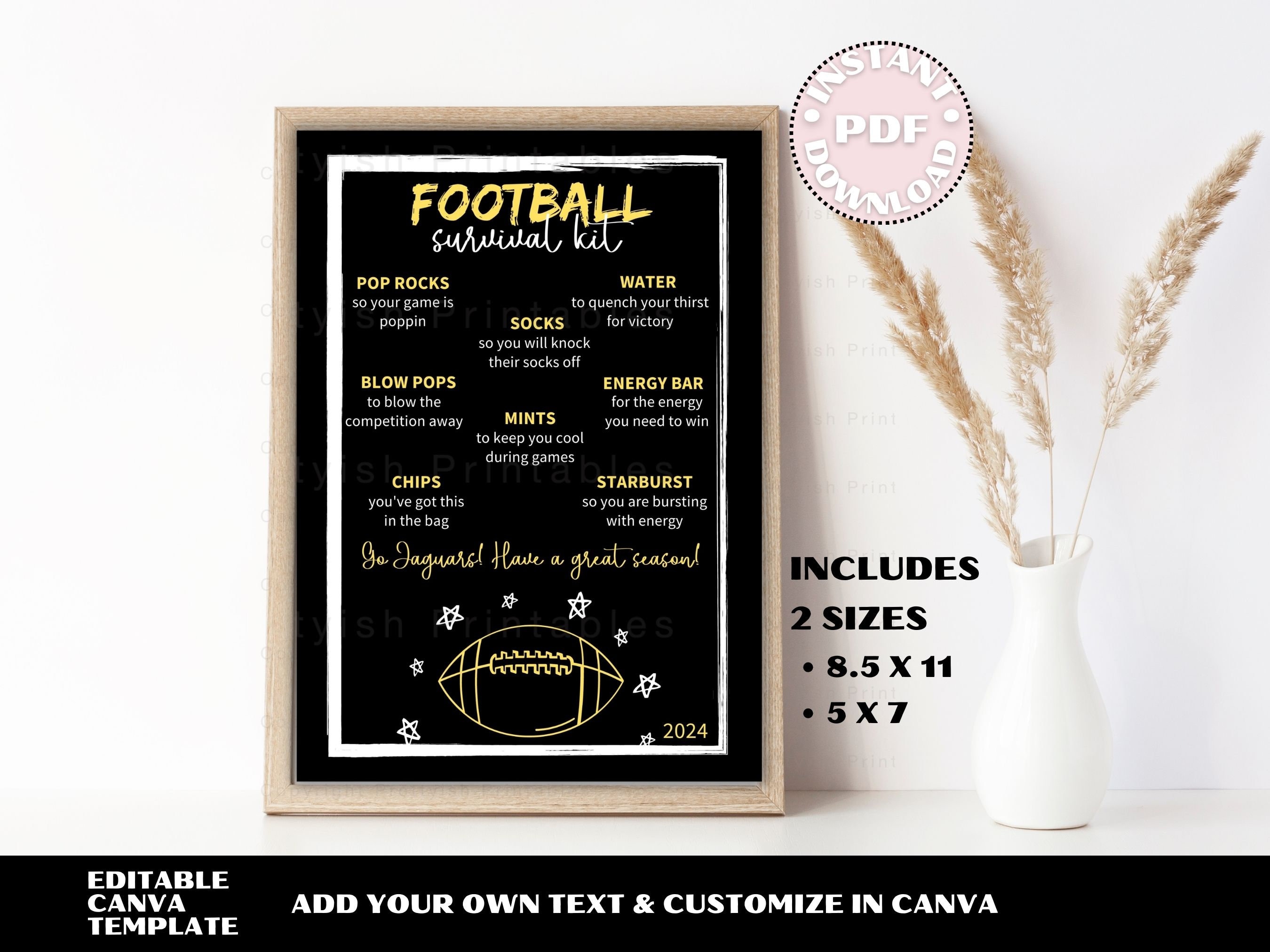 Football Survival Kit Printable, Gift Bag Printable, Printable Football ...