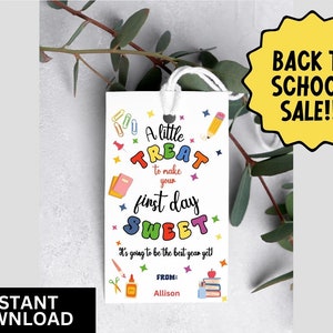 EDITABLE First Day Of School Gift Tag, Back To School Gift Tag, Teacher Thank You Gift Tags, First Day Of School Printable, Preschool