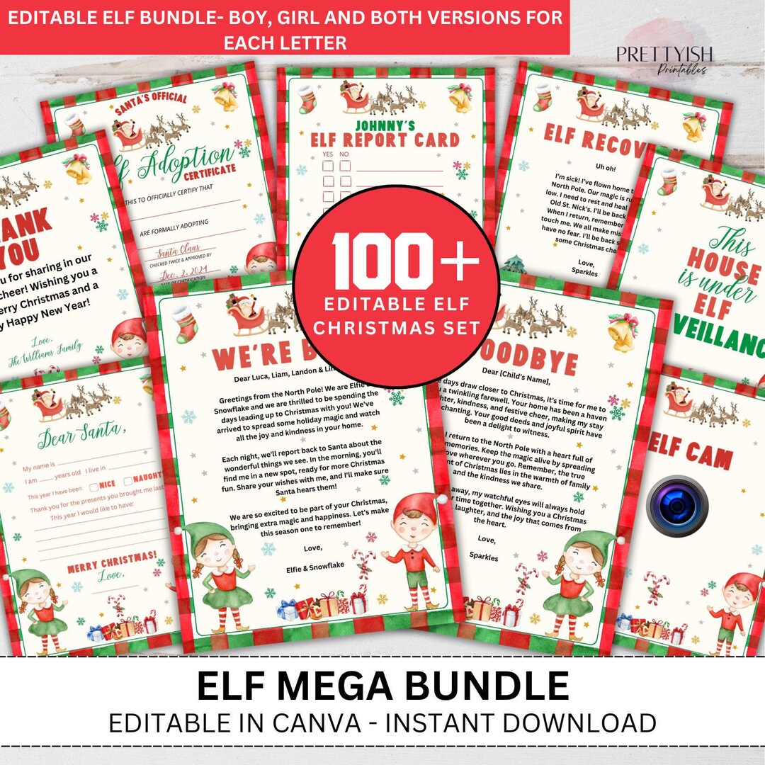 Editable Elf Letter Bundle, Goodbye Rules Sick Note, Printable Elf ...