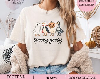 Gruselige Gans PNG, lustige Halloweengans Png, Gans im Halloween-Kostüme Sublimationsdesign, niedlicher Horror Png, gruselige Goosy digitaler Download